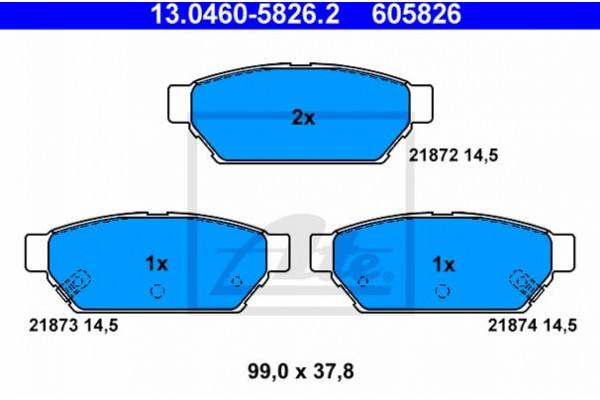 Ate Σετ τακάκια, Δισκόφρενα - 13.0460-5826.2