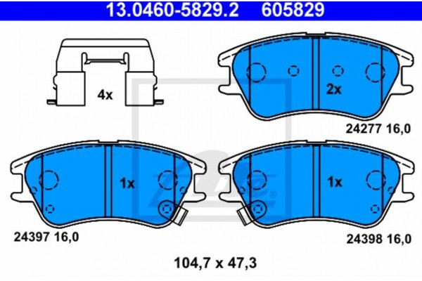 Ate Σετ τακάκια, Δισκόφρενα - 13.0460-5829.2