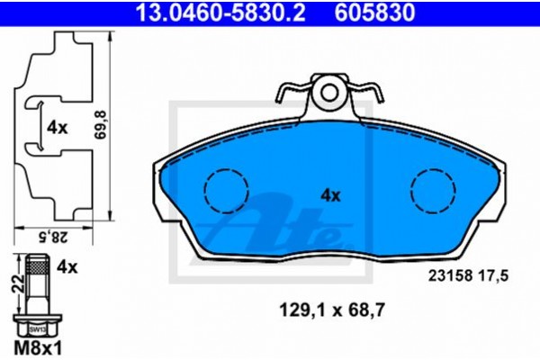 Ate Σετ τακάκια, Δισκόφρενα - 13.0460-5830.2