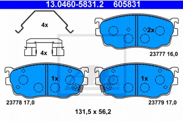 Ate Σετ τακάκια, Δισκόφρενα - 13.0460-5831.2