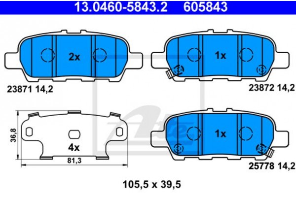 Ate Σετ τακάκια, Δισκόφρενα - 13.0460-5843.2