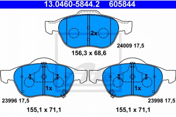 Ate Σετ τακάκια, Δισκόφρενα - 13.0460-5844.2