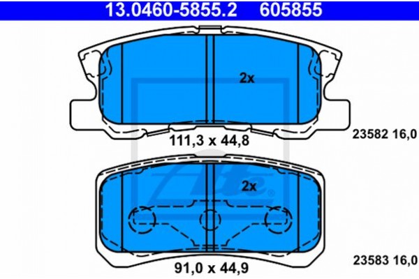 Ate Σετ τακάκια, Δισκόφρενα - 13.0460-5855.2