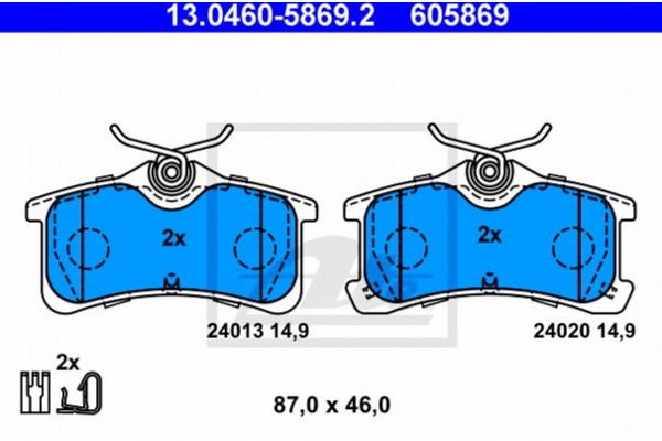 Ate Σετ τακάκια, Δισκόφρενα - 13.0460-5869.2