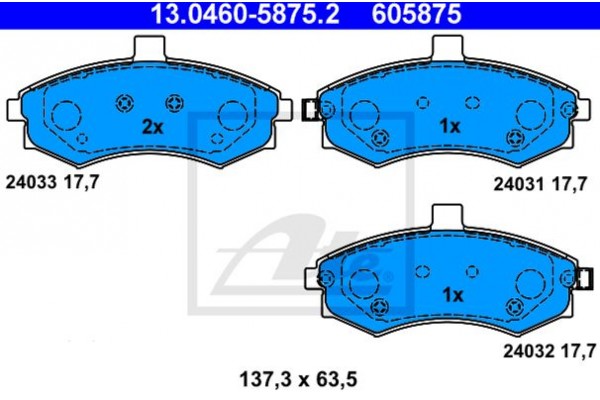 Ate Σετ τακάκια, Δισκόφρενα - 13.0460-5875.2