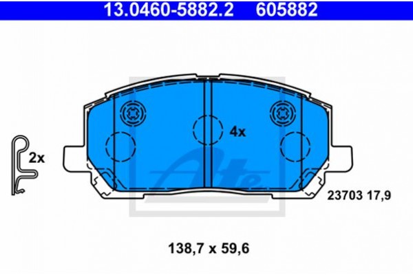 Ate Σετ τακάκια, Δισκόφρενα - 13.0460-5882.2