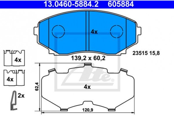 Ate Σετ τακάκια, Δισκόφρενα - 13.0460-5884.2