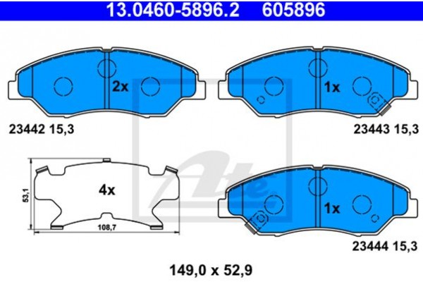 Ate Σετ τακάκια, Δισκόφρενα - 13.0460-5896.2