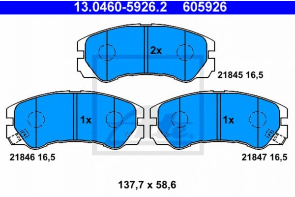 Ate Σετ τακάκια, Δισκόφρενα - 13.0460-5926.2