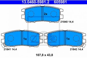Ate Σετ τακάκια, Δισκόφρενα - 13.0460-5981.2