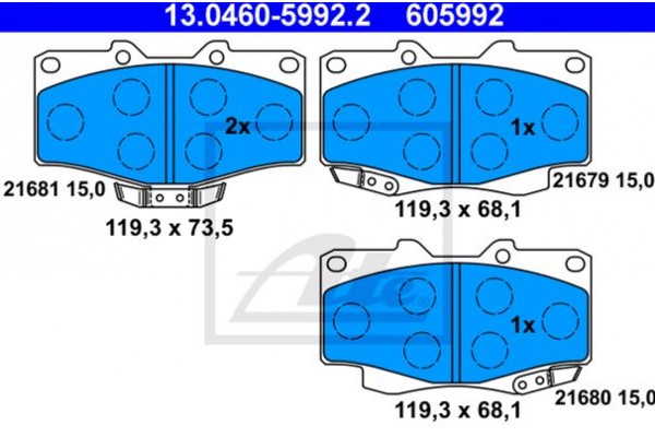 Ate Σετ τακάκια, Δισκόφρενα - 13.0460-5992.2