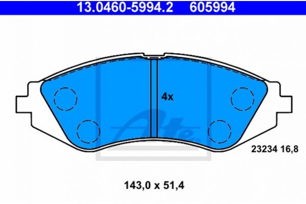 Ate Σετ τακάκια, Δισκόφρενα - 13.0460-5994.2