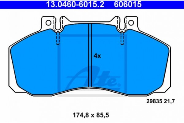 Ate Σετ τακάκια, Δισκόφρενα - 13.0460-6015.2