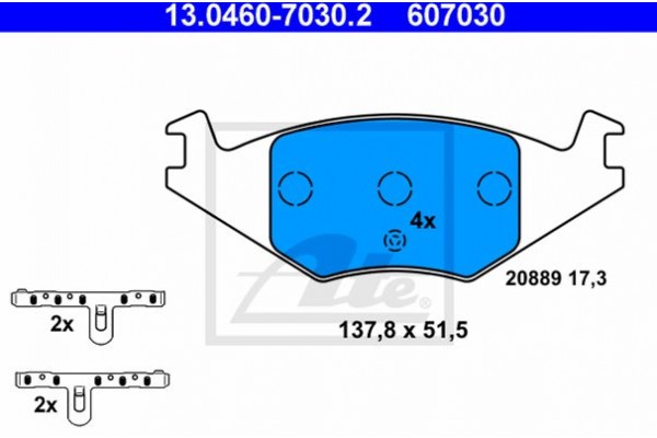 Ate Σετ τακάκια, Δισκόφρενα - 13.0460-7030.2