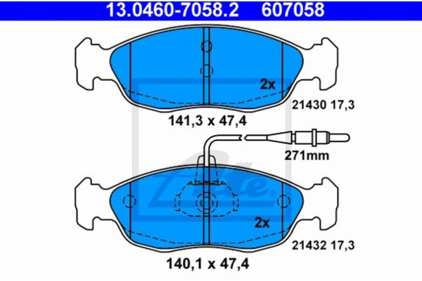 Ate Σετ τακάκια, Δισκόφρενα - 13.0460-7058.2