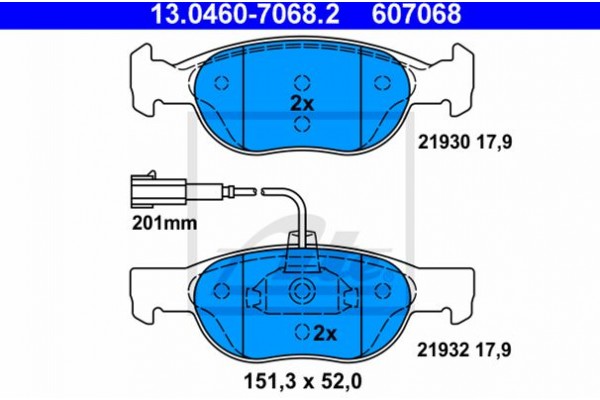 Ate Σετ τακάκια, Δισκόφρενα - 13.0460-7068.2