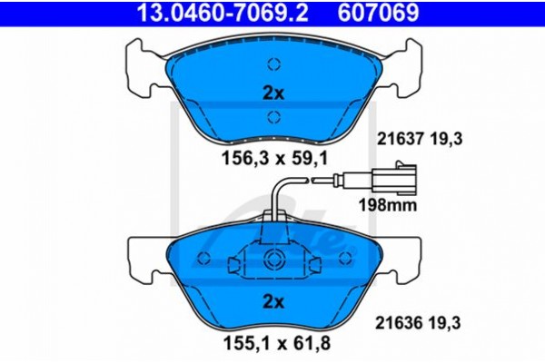 Ate Σετ τακάκια, Δισκόφρενα - 13.0460-7069.2