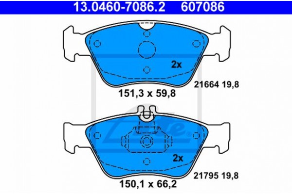 Ate Σετ τακάκια, Δισκόφρενα - 13.0460-7086.2