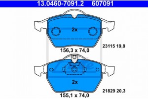 Ate Σετ τακάκια, Δισκόφρενα - 13.0460-7091.2