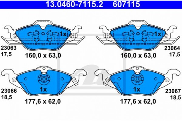 Ate Σετ τακάκια, Δισκόφρενα - 13.0460-7115.2