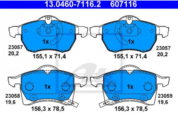 Ate Σετ τακάκια, Δισκόφρενα - 13.0460-7116.2