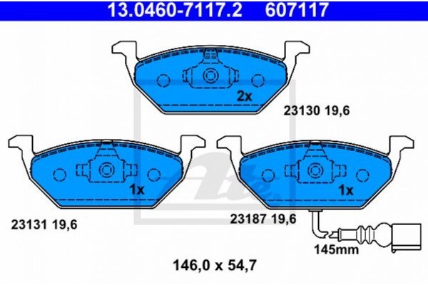 Ate Σετ τακάκια, Δισκόφρενα - 13.0460-7117.2