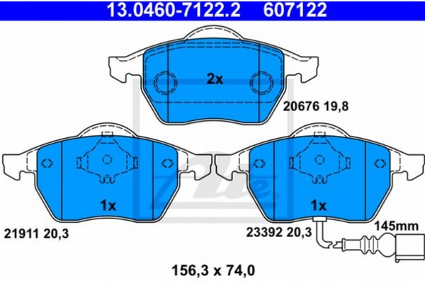 Ate Σετ τακάκια, Δισκόφρενα - 13.0460-7122.2