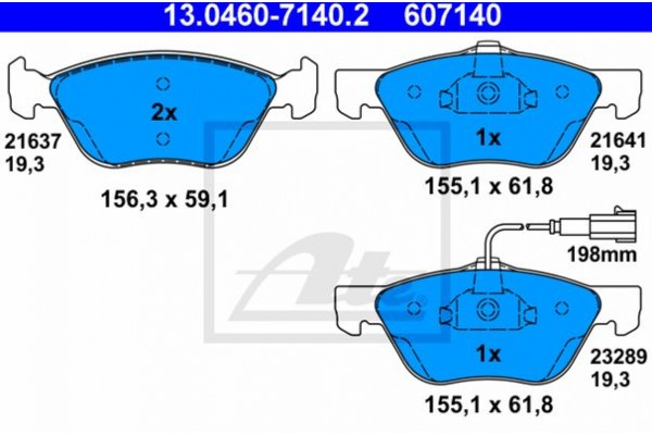 Ate Σετ τακάκια, Δισκόφρενα - 13.0460-7140.2