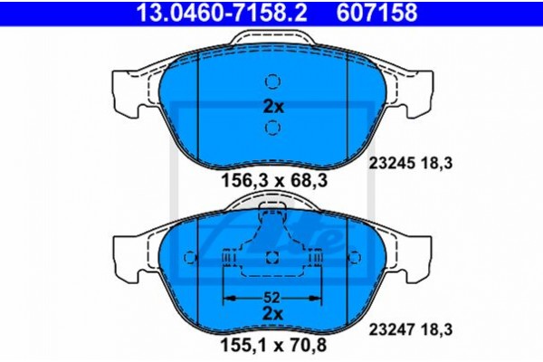 Ate Σετ τακάκια, Δισκόφρενα - 13.0460-7158.2