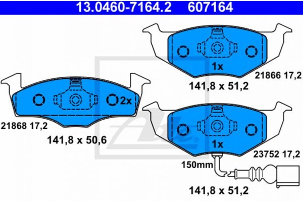 Ate Σετ τακάκια, Δισκόφρενα - 13.0460-7164.2