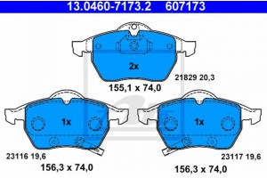Ate Σετ τακάκια, Δισκόφρενα - 13.0460-7173.2