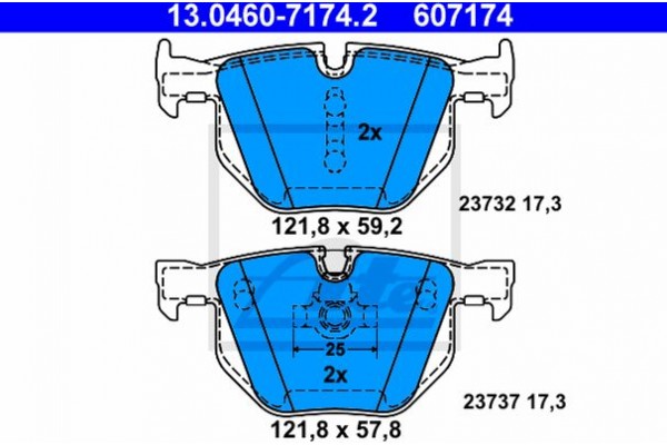 Ate Σετ τακάκια, Δισκόφρενα - 13.0460-7174.2