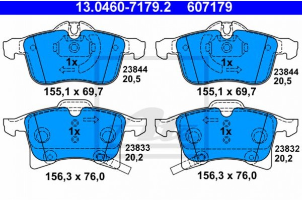 Ate Σετ τακάκια, Δισκόφρενα - 13.0460-7179.2