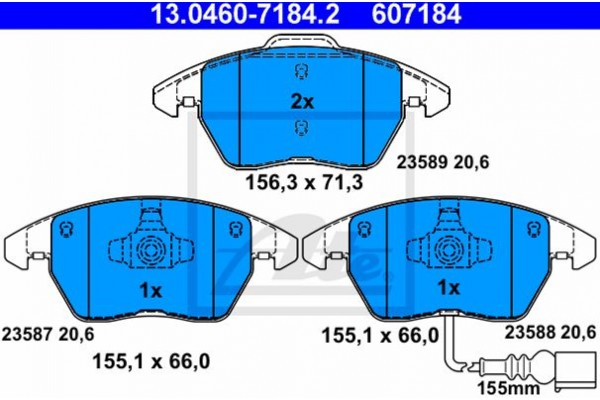 Ate Σετ τακάκια, Δισκόφρενα - 13.0460-7184.2