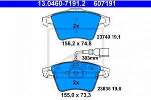 Ate Σετ τακάκια, Δισκόφρενα - 13.0460-7191.2