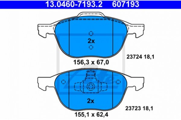 Ate Σετ τακάκια, Δισκόφρενα - 13.0460-7193.2