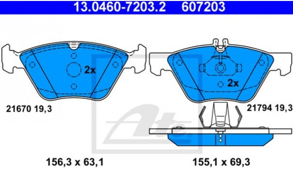 Ate Σετ τακάκια, Δισκόφρενα - 13.0460-7203.2