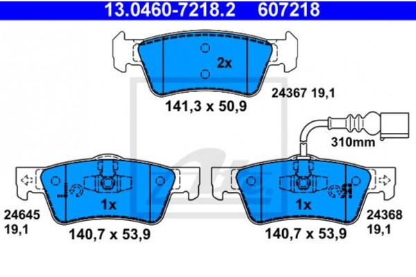 Ate Σετ τακάκια, Δισκόφρενα - 13.0460-7218.2