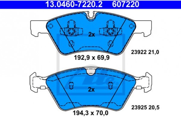 Ate Σετ τακάκια, Δισκόφρενα - 13.0460-7220.2