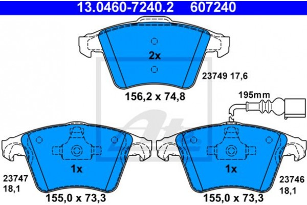 Ate Σετ τακάκια, Δισκόφρενα - 13.0460-7240.2