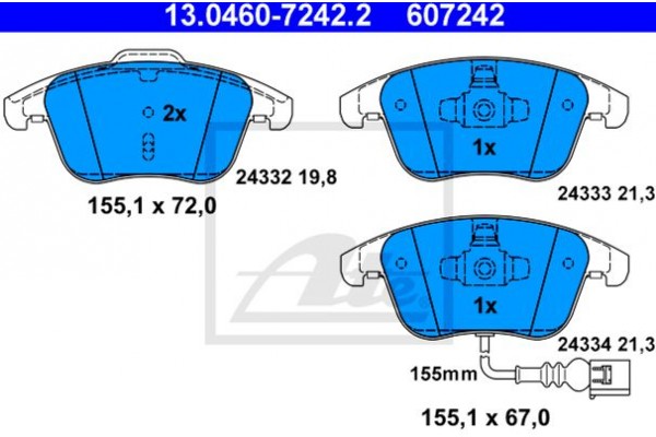 Ate Σετ τακάκια, Δισκόφρενα - 13.0460-7242.2