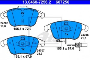 Ate Σετ τακάκια, Δισκόφρενα - 13.0460-7256.2