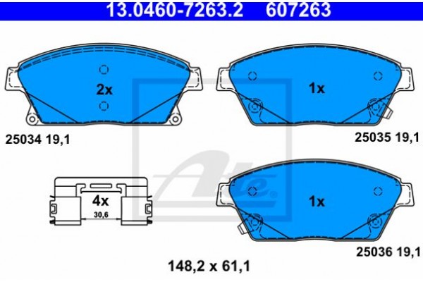 Ate Σετ τακάκια, Δισκόφρενα - 13.0460-7263.2