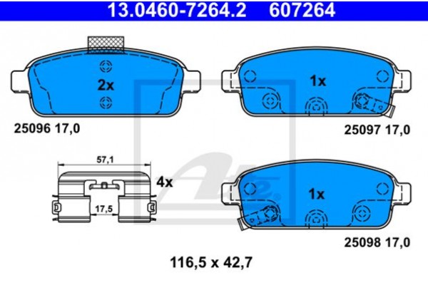 Ate Σετ τακάκια, Δισκόφρενα - 13.0460-7264.2