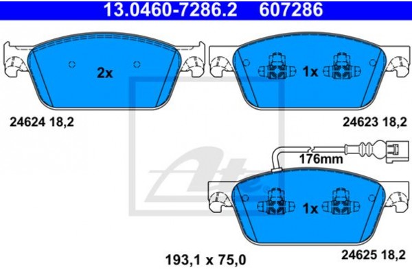 Ate Σετ τακάκια, Δισκόφρενα - 13.0460-7286.2