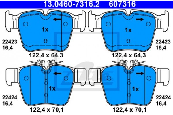 Ate Σετ τακάκια, Δισκόφρενα - 13.0460-7316.2