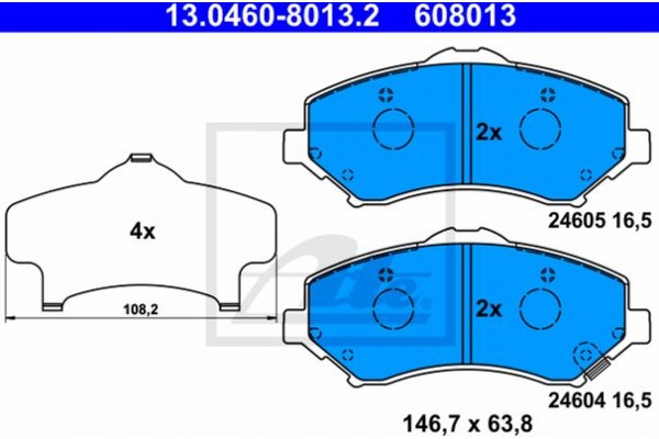 Ate Σετ τακάκια, Δισκόφρενα - 13.0460-8013.2