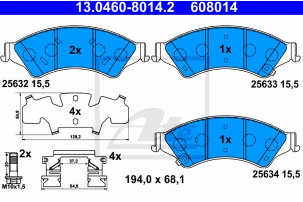 Ate Σετ τακάκια, Δισκόφρενα - 13.0460-8014.2