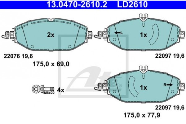 Ate Σετ τακάκια, Δισκόφρενα - 13.0470-2610.2