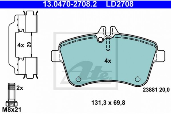 Ate Σετ τακάκια, Δισκόφρενα - 13.0470-2708.2